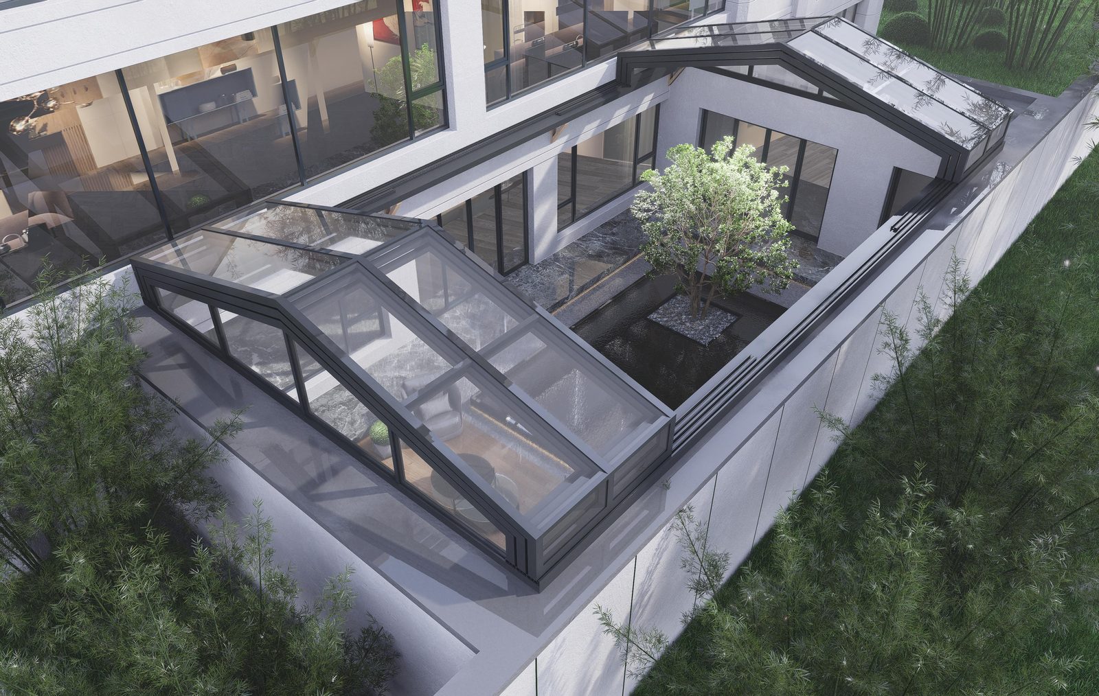 Retractable Indoor Courtyard Sunroom